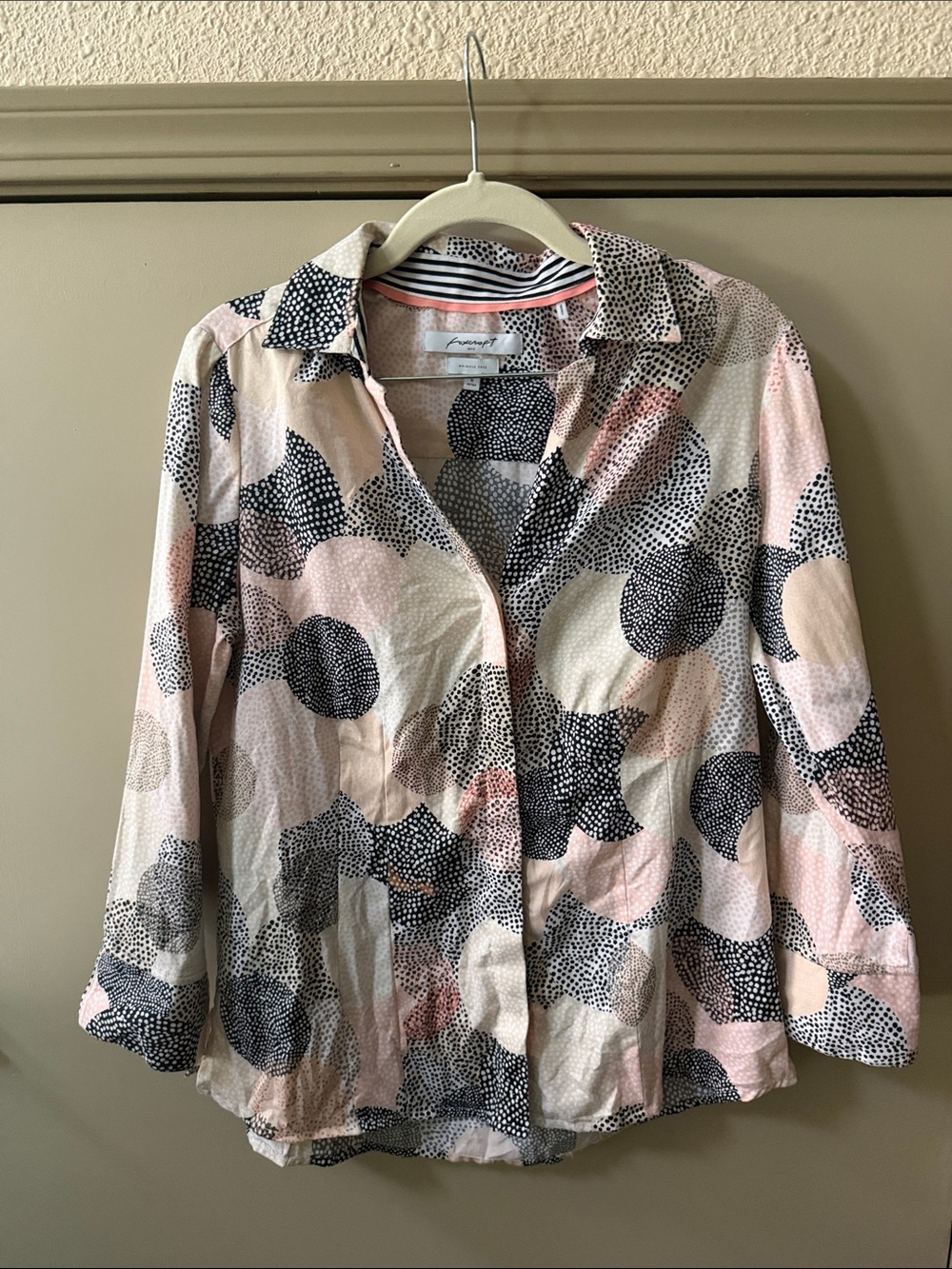 Foxcroft Pink and Black Printed Button-Down Shirt